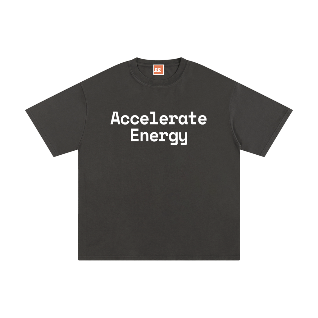 Accelerate Energy Tee in Dark Gray, front: Accelerate Energy lettering