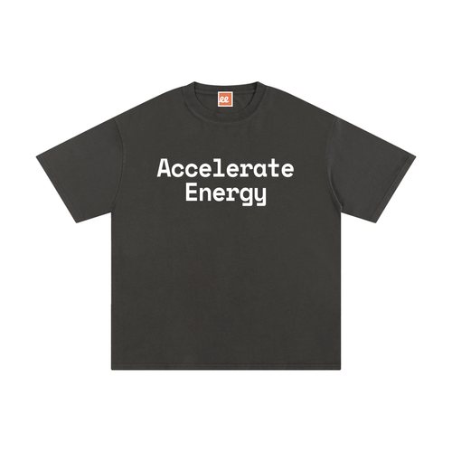 Accelerate Energy Tee in Dark Gray, front: Accelerate Energy lettering