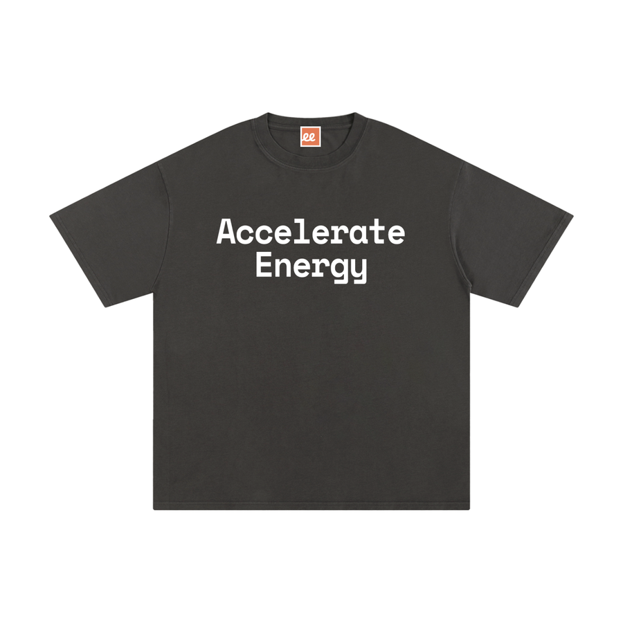 Accelerate Energy Tee in Dark Gray, front: Accelerate Energy lettering