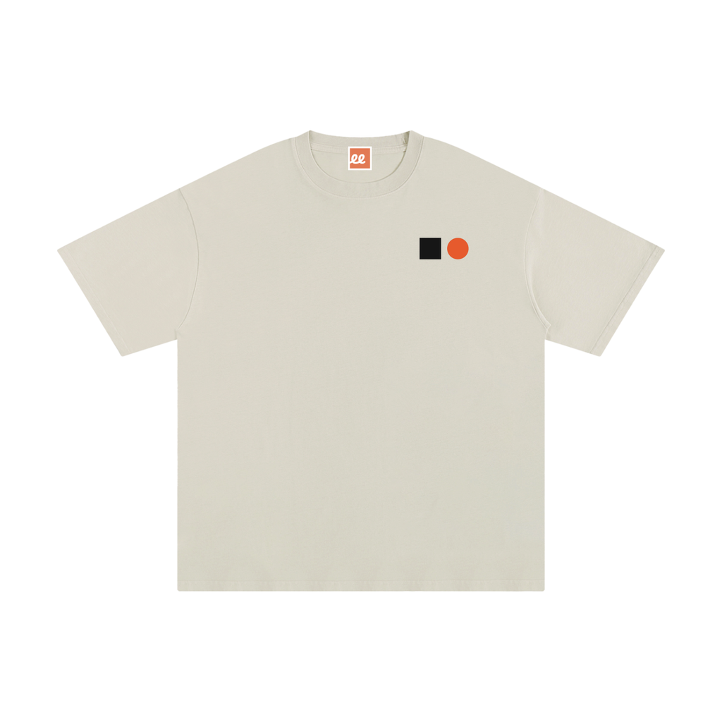 Elastic Signal Tee in Apricot, front: square and circle signal on the chest