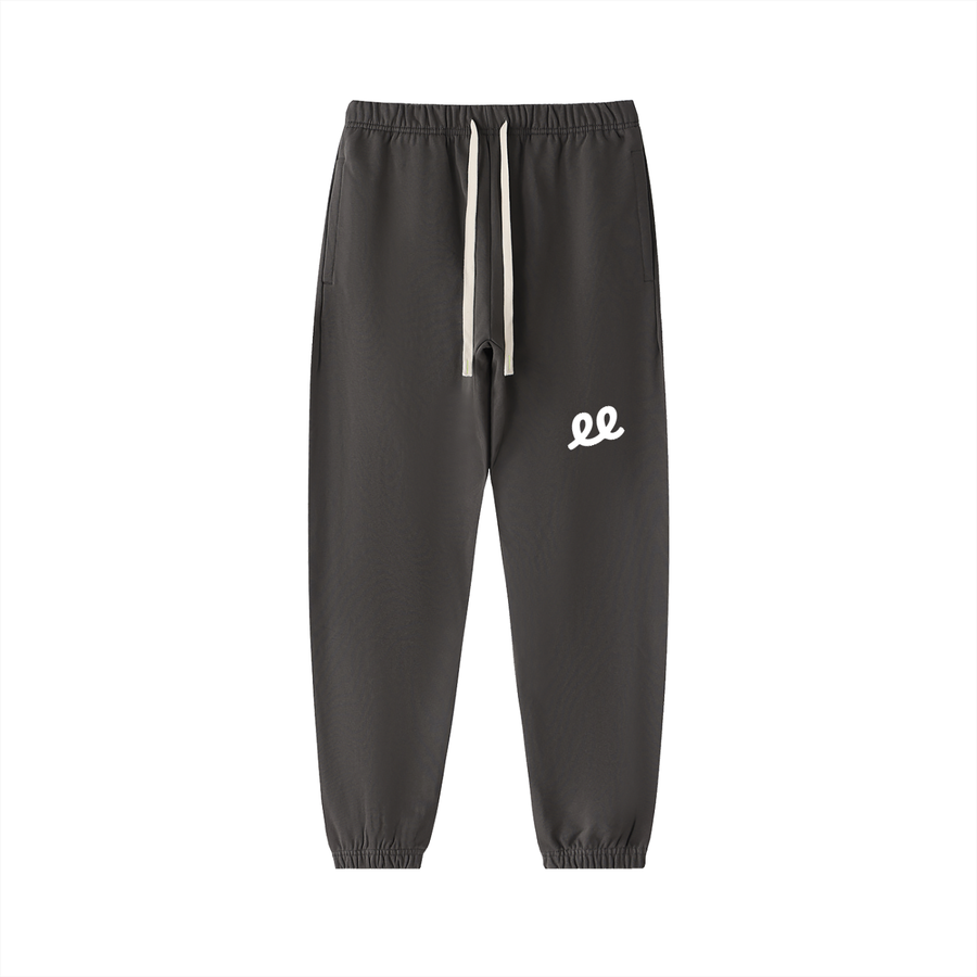 Elastic Signal Sweatpants in Dark Gray, front: white ee monogram on the left thigh