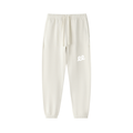 Elastic Signal Sweatpants in Apricot, front: white ee monogram on the left thigh